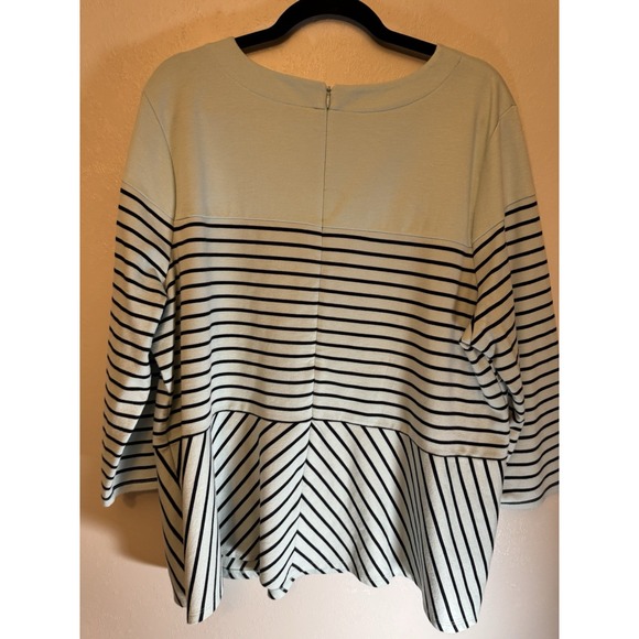 Talbots Plus Size Navy/mint Scoop Neck Striped Blouse Size 2X - Picture 4 of 5